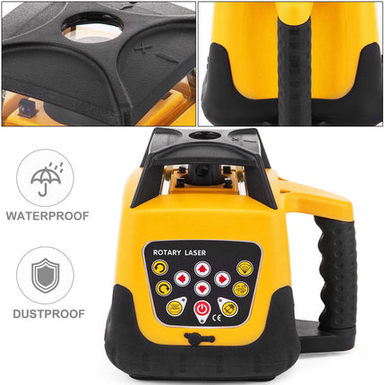 Rotary Laser Level Kit, Red Beam, Self-Leveling, Receiver