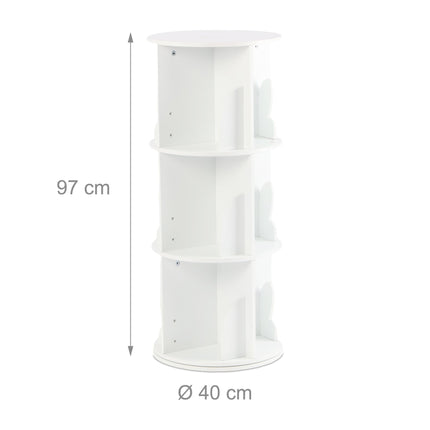 Rotating Children's Bookcase, White, Rabbit Ear Design