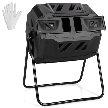 Rotating Compost Bin, 160L Dual Chamber Garden Tumbler