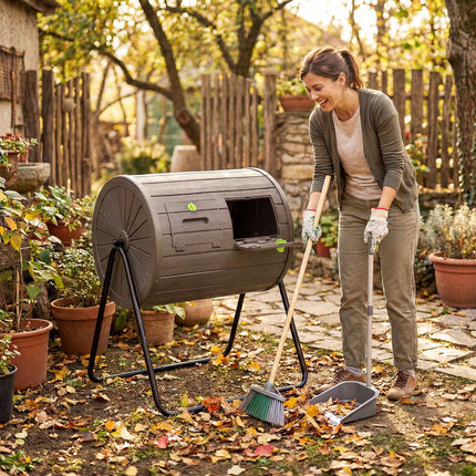 Rotating Compost Tumbler, 142L Dual Chamber, Lockable Doors