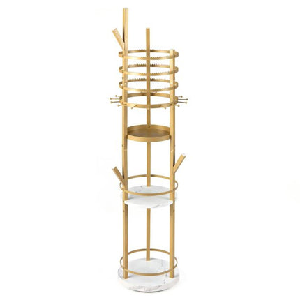 Rotating Jewelry Organizer Stand, 360 Swivel, Hooks, Shelves