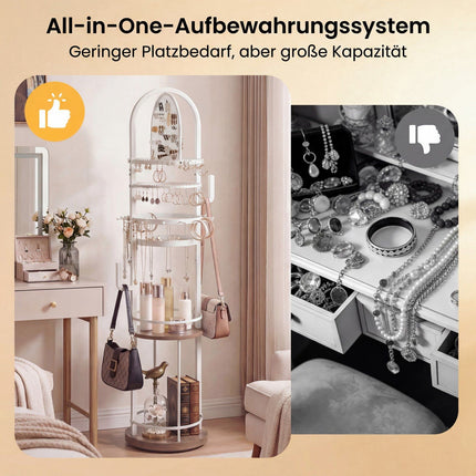Rotating Jewelry Organizer with Earring & Necklace Holders