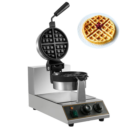 Rotating Round Waffle Maker, Nonstick, Time Temp Control