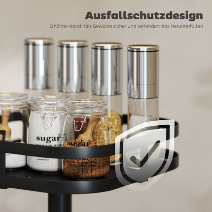 Rotating Spice Rack, 2-Tier, Metal, Black, Suction Feet