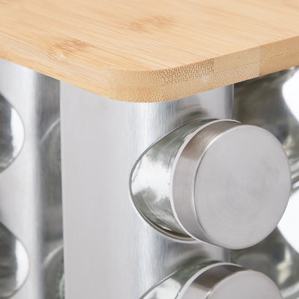 Rotating spice carousel with 16 glasses