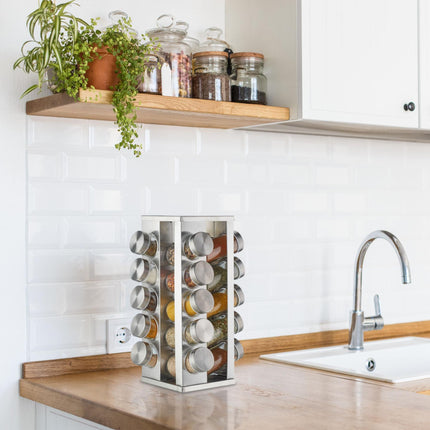 Rotating spice rack with 20 spice jars