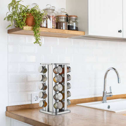 Rotating spice rack with 20 spice jars