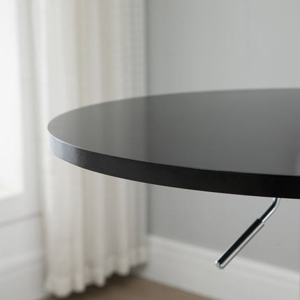 Adjustable round bar table, rotating steel, black Ø61cm