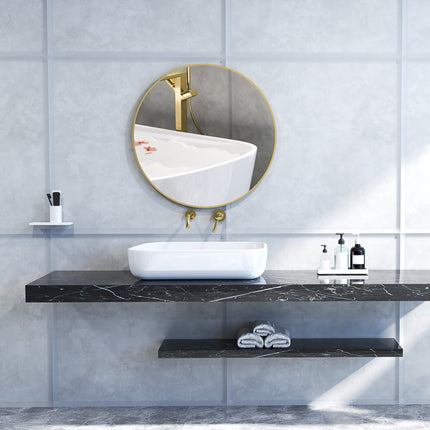 Round Bathroom Mirror, 70x70 cm, Gold Frame, Safety Glass