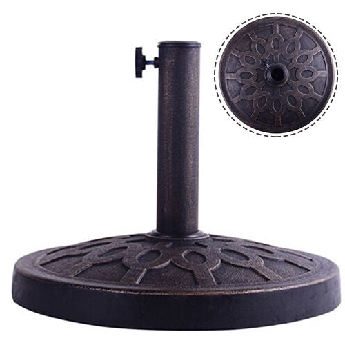 Okrągła brązowa podstawa do parasola, pasująca do słupków o średnicy 38 mm/48 mm