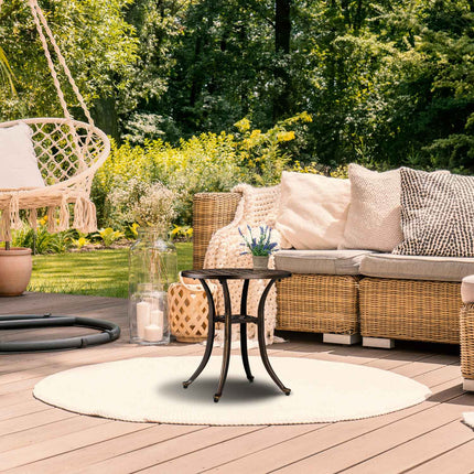 Round Cast Aluminium Patio Side Table, Weatherproof