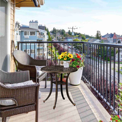 Round Cast Aluminum Garden Side Table – Weatherproof