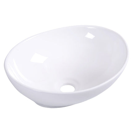 Round Ceramic Countertop Basin, White, Pop-Up Drain