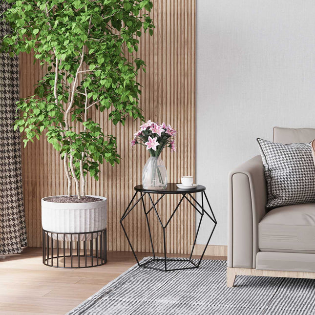 Round coffee table with storage - Metal basket design