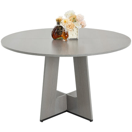 Round Dining Table, 47 Inch, Seats 4-6, Grey