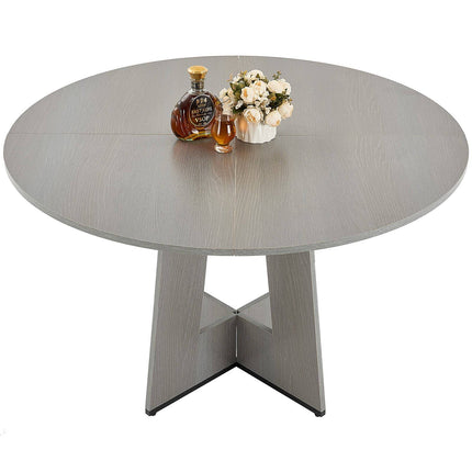 Round Dining Table, 47 Inch, Seats 4-6, Grey