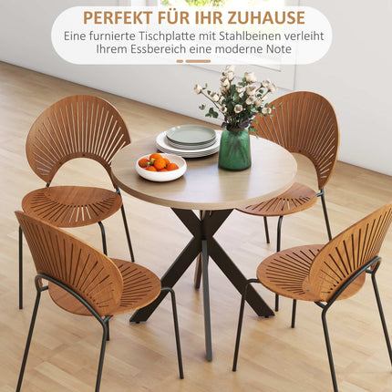Round Dining Table, 75 cm, Seats 2-4, Brown MDF