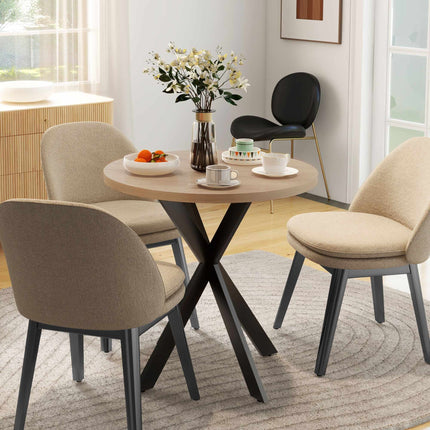 Round Dining Table, 75 cm, Seats 2-4, Brown MDF