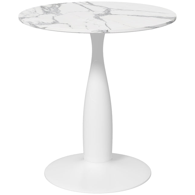 Round Dining Table, White MDF Top, Steel Base, Ø70 cm