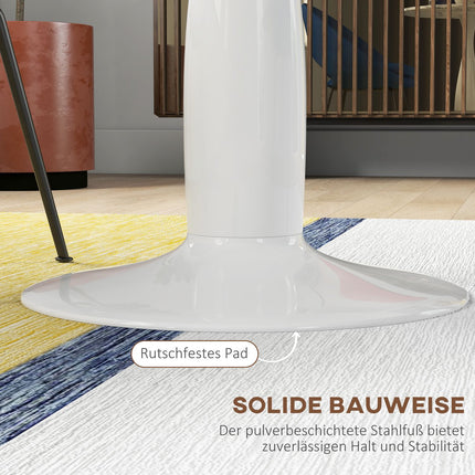 Round Dining Table, White MDF Top, Steel Base, Ø70 cm