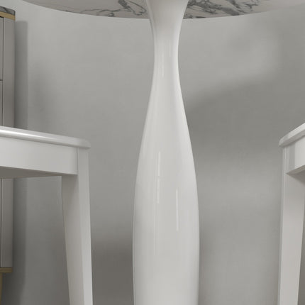 Round Dining Table, White MDF Top, Steel Base, Ø70 cm