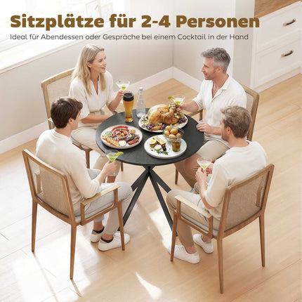 Round Dining Table, Wood Look, 80 cm, Adjustable Feet