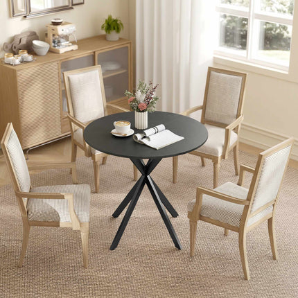 Round Dining Table, Wood Look, 80 cm, Adjustable Feet