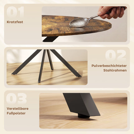Round Dining Table, Wood Look, Seats 4, Adjustable Feet