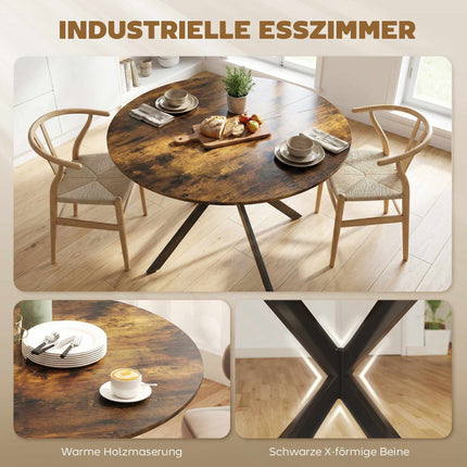 Round Dining Table, Wood Look, Seats 4, Adjustable Feet