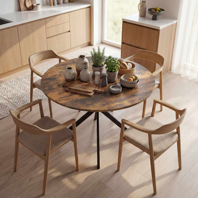 Round Dining Table, Wood-Look Surface, Seats 4, Ø100 cm