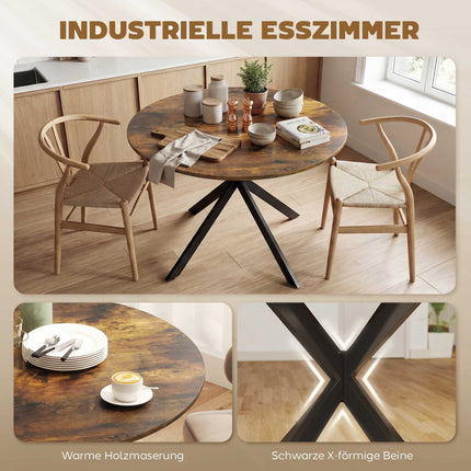 Round Dining Table, Wood-Look Surface, Seats 4, Ø100 cm