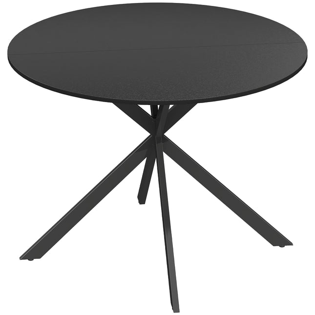 Round Dining Table for 4, Industrial Style, Black
