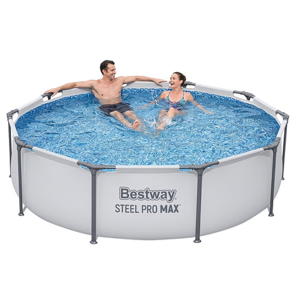 Round Frame Pool 305x76 cm with Steel Frame and Drain Valve, 4678 L, 3-Layer PVC