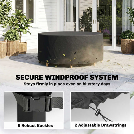 Round Garden Furniture Cover, Waterproof, 420D Oxford, Black