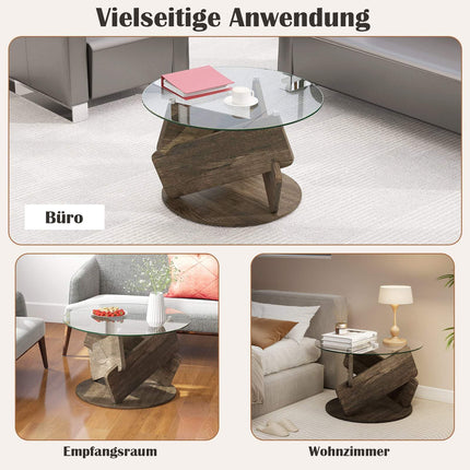 Round Glass Coffee Table, 81cm, Tempered Glass Top