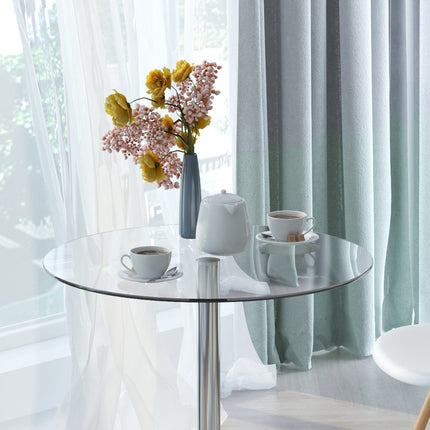 Round Glass Dining Table, 70 cm, Metal Base