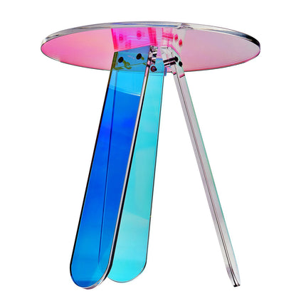 Round Iridescent Acrylic Side Table, 17.7 In