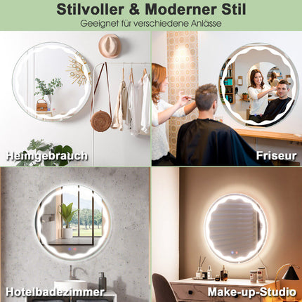 Round LED Bathroom Mirror 60 cm, Anti-Fog, Dimmable