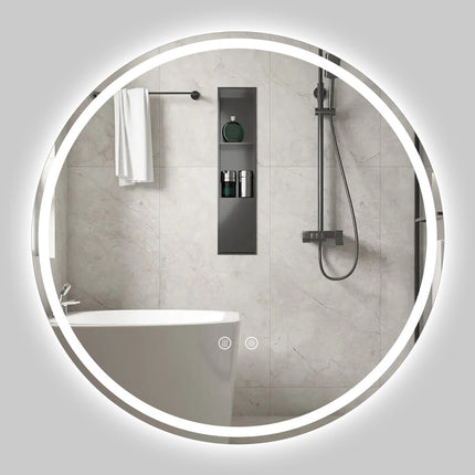 Round LED Bathroom Mirror, Adjustable Brightness, Ø80 cm