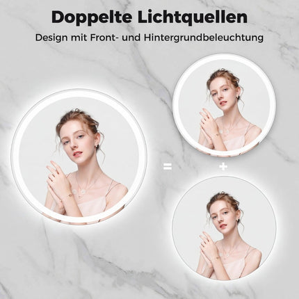 Round LED Bathroom Mirror, Adjustable Brightness, Ø80 cm