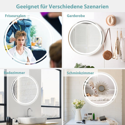 Round LED mirror bathroom mirror for wall mounting 3000 K-6000 K Ø 60 cm