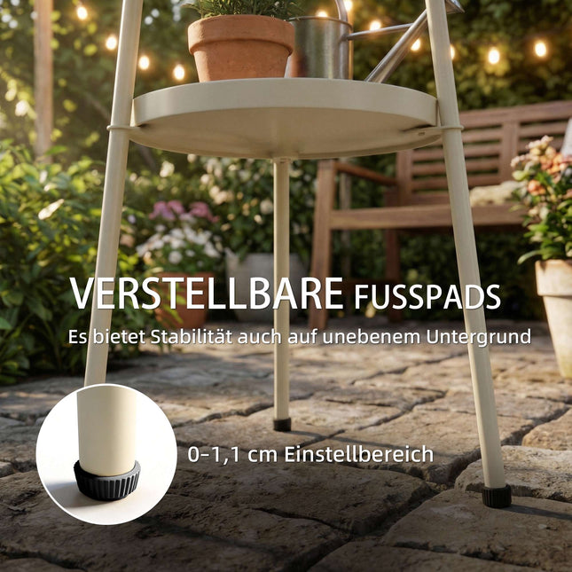 Round Metal Outdoor Side Table, Cream White, Ø36 cm