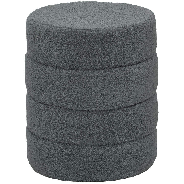 Puf okrągły, polar Teddy, ciemnoszary, nośność 120 kg