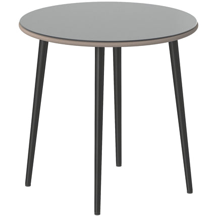 Round Outdoor Dining Table, 80 cm, Glass & Rattan