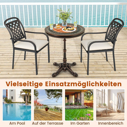 Round Outdoor Dining Table – Cast Aluminum, Weatherproof, 60.5 cm