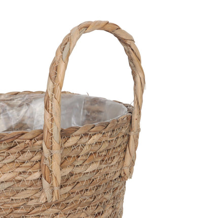 Round Plant Pot Set of 3 – Foil-Lined Reed Design