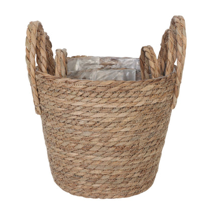 Round Plant Pot Set of 3 – Foil-Lined Reed Design