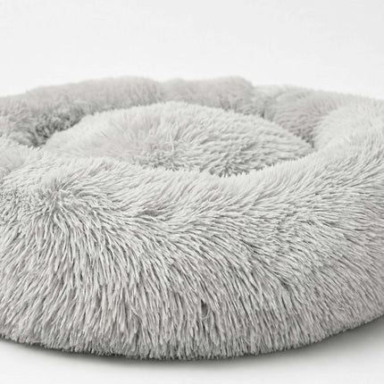 Round Plush Dog Bed, 60 cm – Light Grey