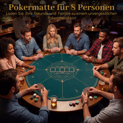Round Poker Table Mat, Non-Slip, Foldable, 100 cm, 8 Players
