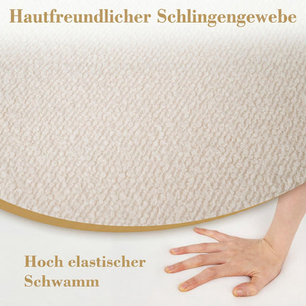 Round Pouf Ottoman, 45x35 cm, Foam-Filled, Beige